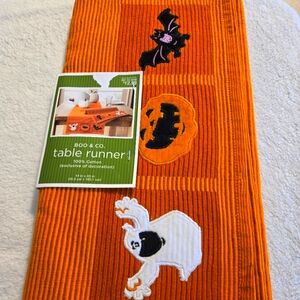 Halloween Table Runner With Pumpkin, Ghost, And Bat